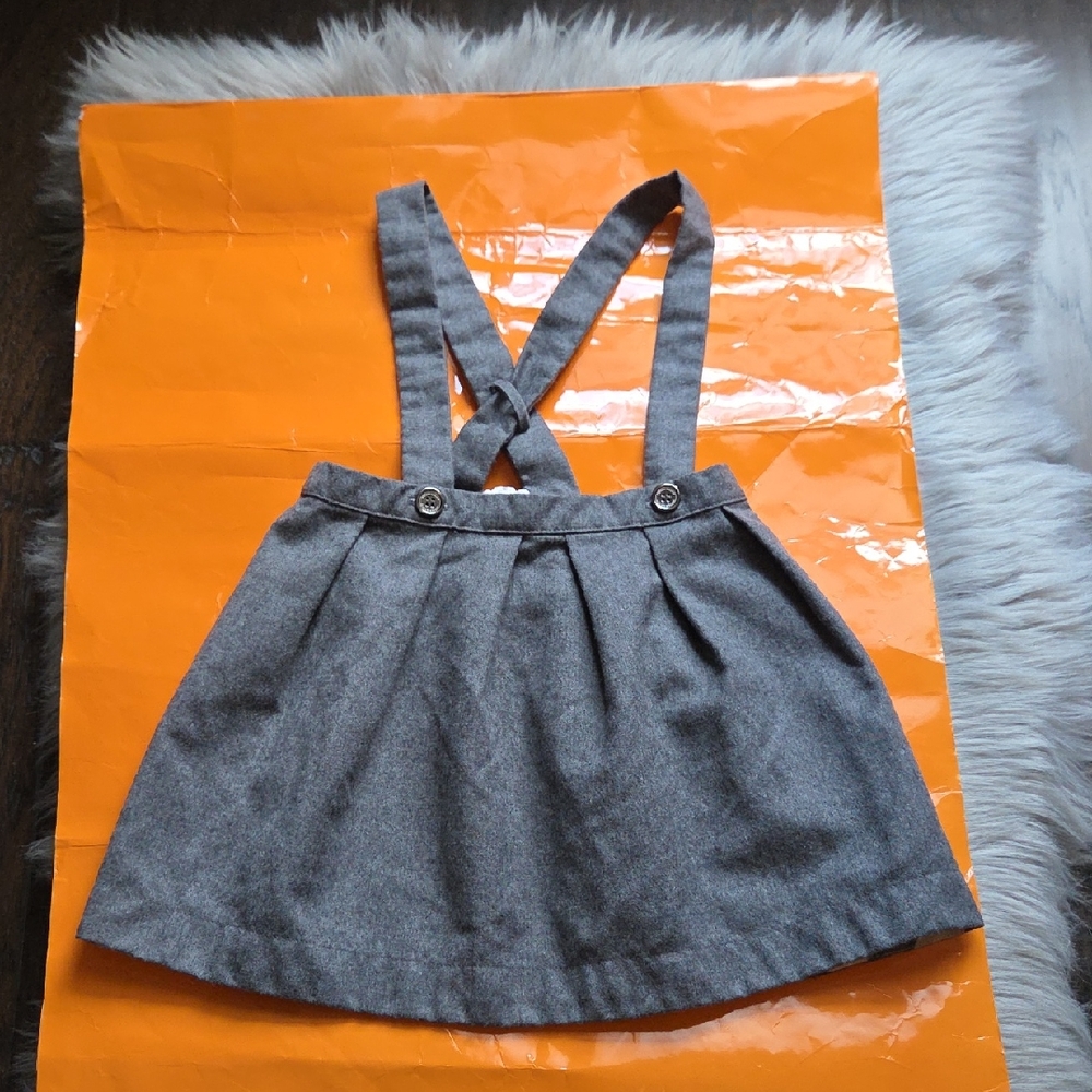 Burberry Children Toddler Girl  Suspender Pleated Skirt Wool Grey